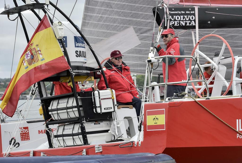 June 27, 2015. Inmarsat In-Port Race Gothenburg. His Majesty the King Juan Carlos with Pedro Campos, onboard MAPFRE © Ricardo Pinto / Volvo Ocean Race